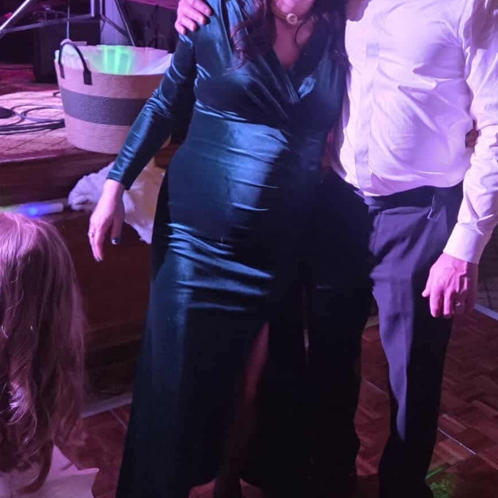 Babalet Long Sleeve Green velvet Maternity Dress